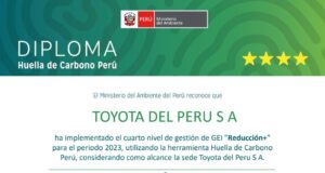 Toyota es la primera automotriz en obtener la cuarta estrella del programa Huella de Carbono Perú