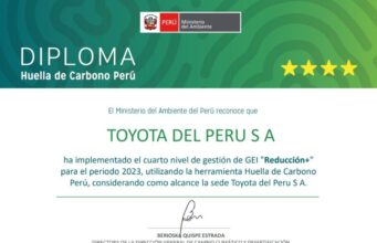 Toyota es la primera automotriz en obtener la cuarta estrella del programa Huella de Carbono Perú
