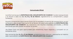 EXPOTRUCK: Reprogramación por el próximo paro de transportistas